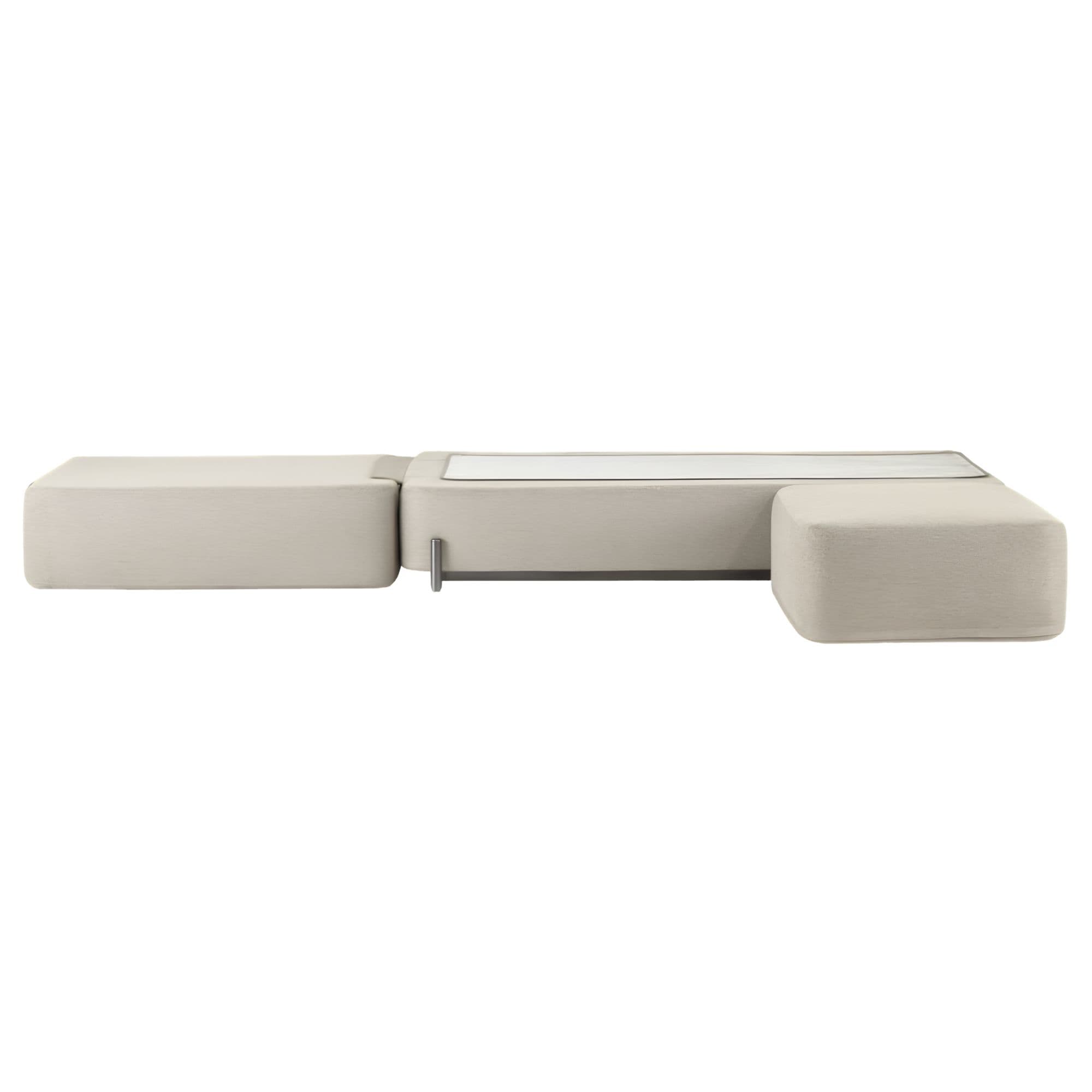 CERAGEM S4 Massage Lounger Beige Variant Front View Fully Extended In Bed Mode On White Background