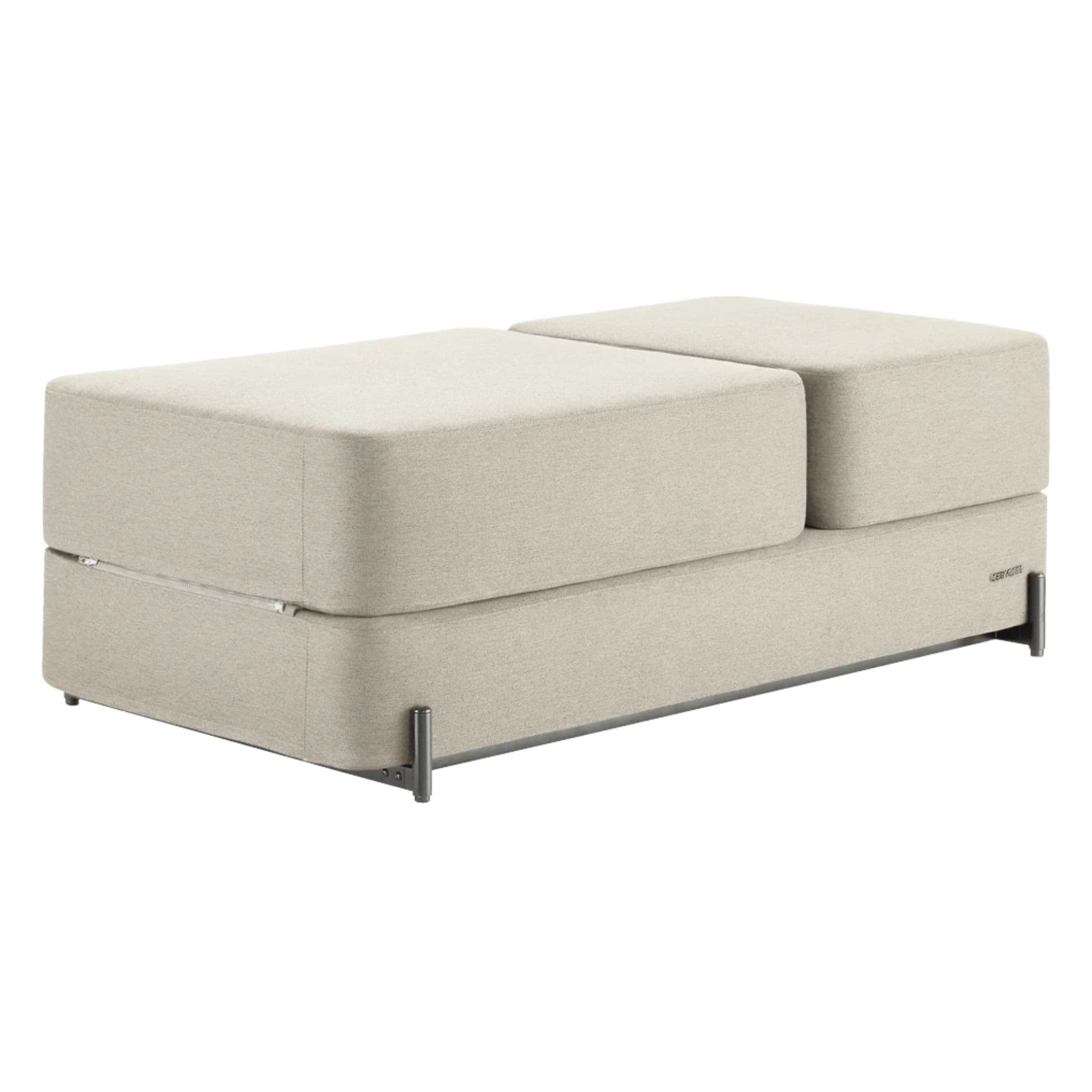 CERAGEM S4 Massage Lounger Beige Variant In Compact Folded Sofa Mode On White Background