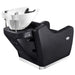 Callisto Electric Shampoo Station Black Rear View Of White Single Shampoo Wash Station With White Clean Background