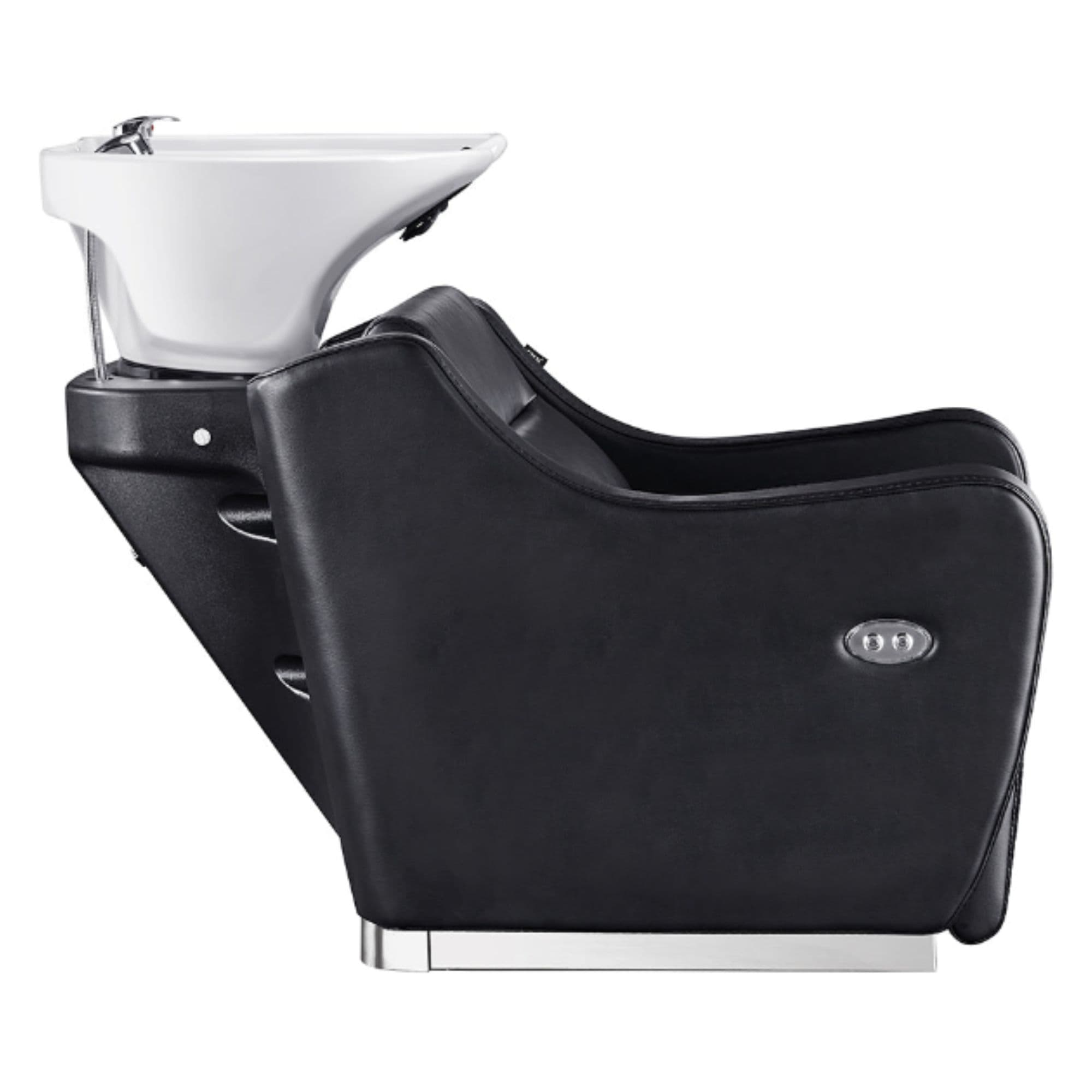 Callisto Electric Shampoo Station Black Side View Of White Single Shampoo Wash Station With White Clean Background