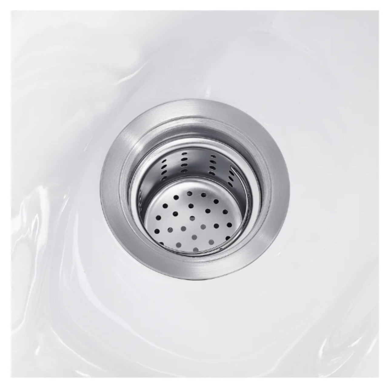 Callisto Electric Shampoo Station Close-Up View Of Stainless Steel Sink Strainer