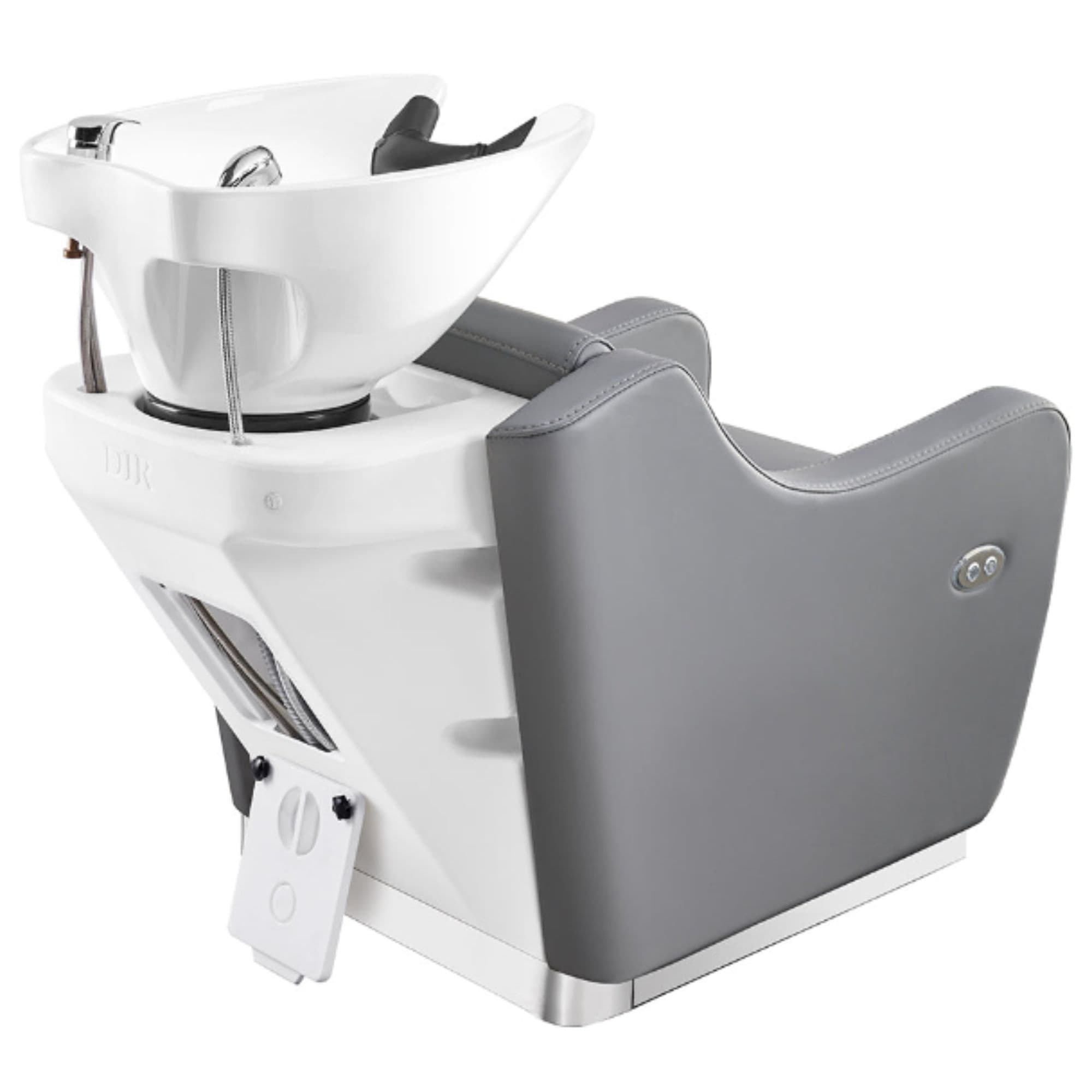 Callisto Electric Shampoo Station Gray Rear View Of White Single Shampoo Wash Station With White Clean Background