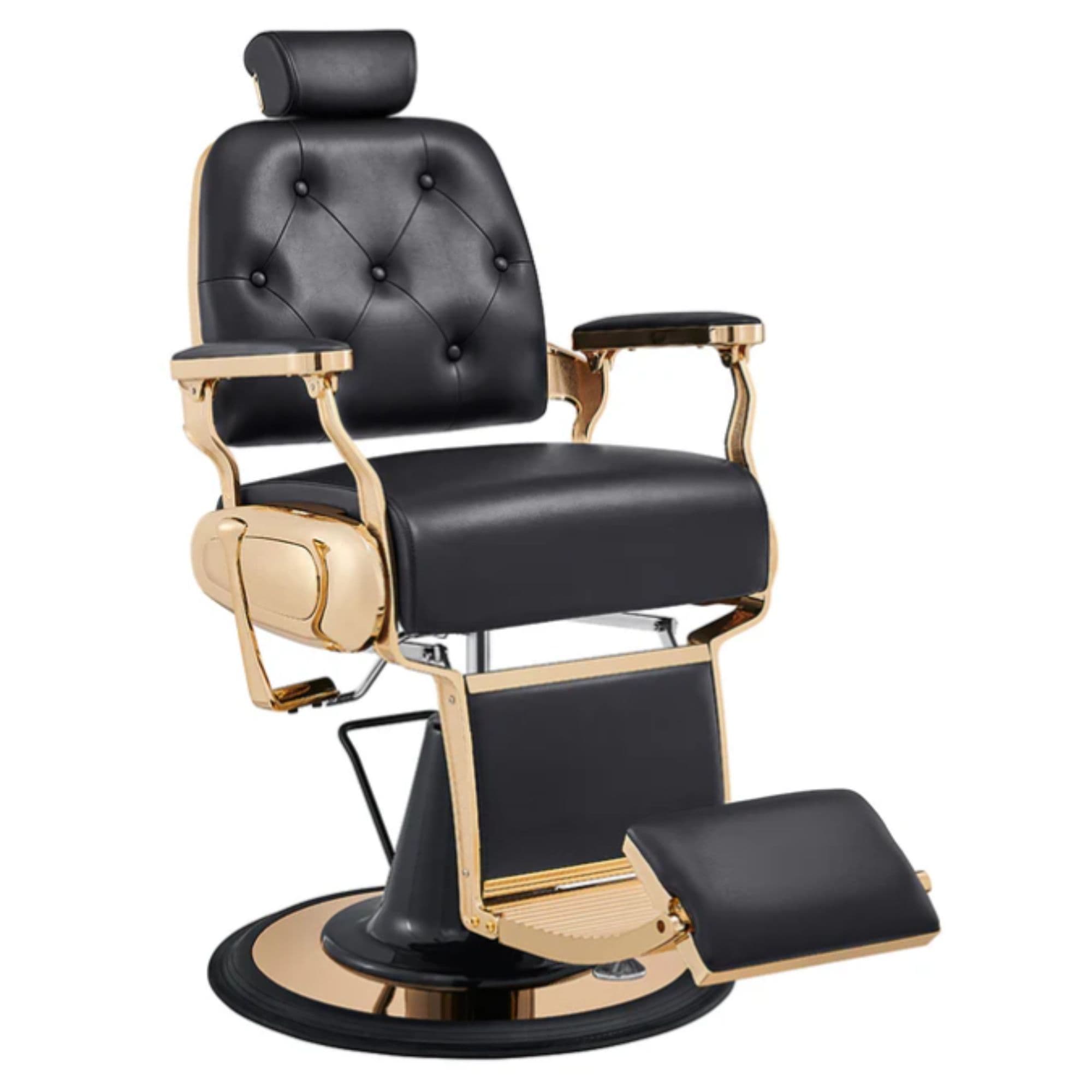 Cavalier Golden Barber Chair Black Variant Front Angled View On White Background
