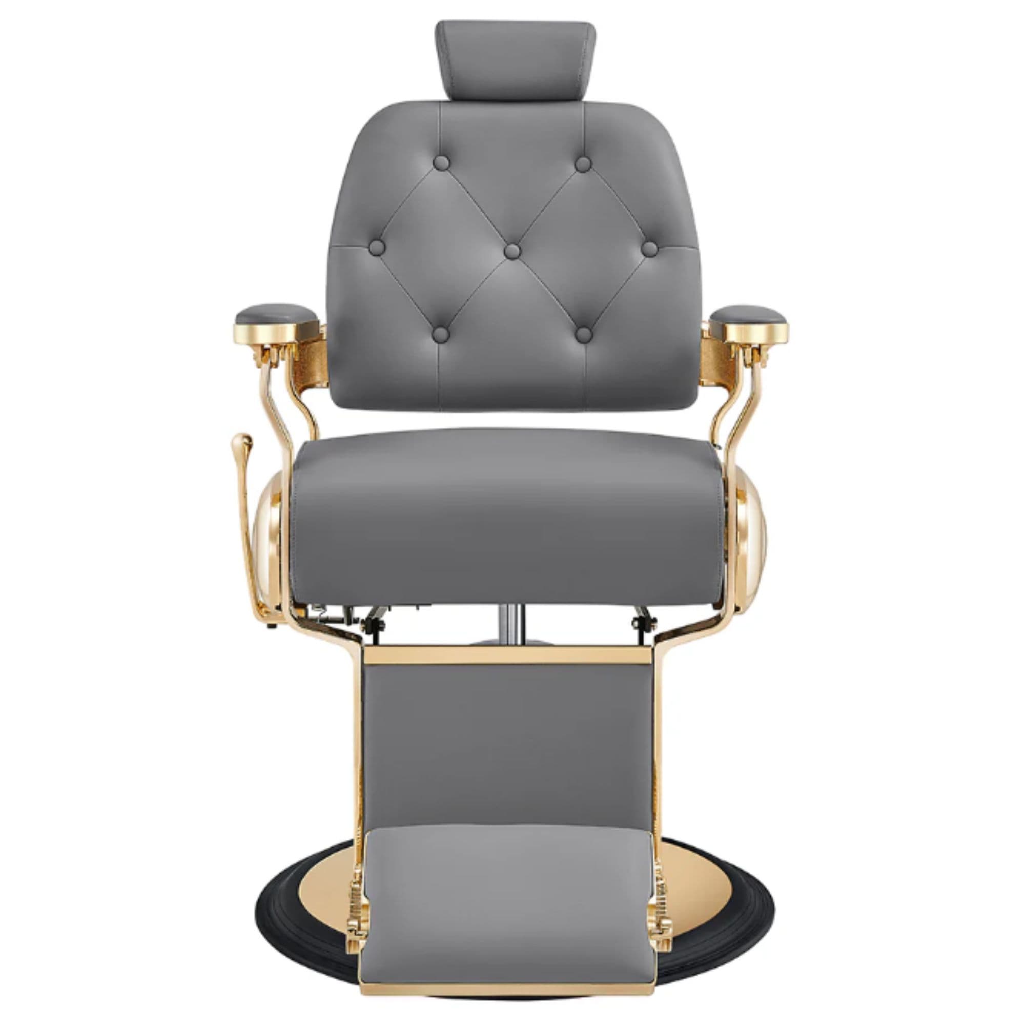 Cavalier Golden Barber Chair Gray Variant Front View On White Background