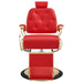 Cavalier Golden Barber Chair Red Variant Front View On White Background