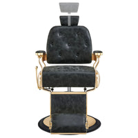 Thumbnail for Cavalier Golden Barber Chair Vintage Black Variant Front View Demonstrating Pull Out Headrest Range On White Background