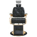 Cavalier Golden Barber Chair Vintage Black Variant Front View Demonstrating Pull Out Headrest Range On White Background
