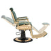 Cavalier Golden Barber Chair Vintage Green Variant Side View Demonstrating Swing Adjustment On White Background