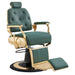 Cavalier Luxury Golden Barbershop Chair Vintage Green Variant Front Angled View On White Background