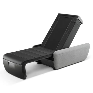 Ceragem V9 Front Angled View Of Black Variant In Reclined Position On White Background