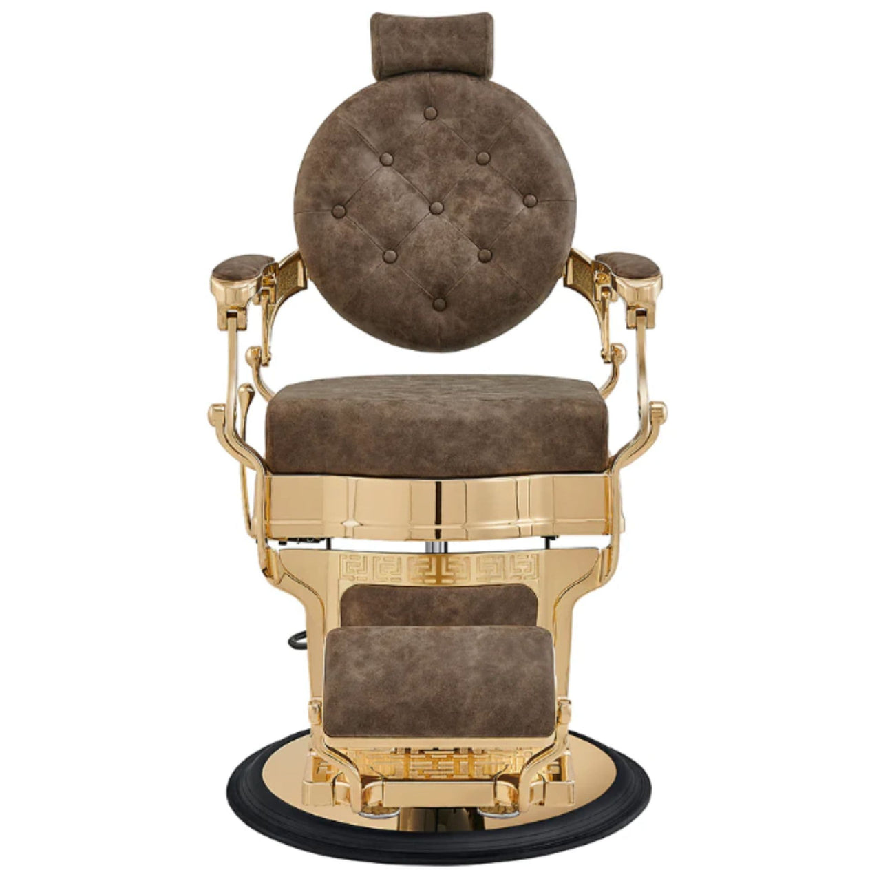 DIR Princeton Gold Barber Chair Vintage Brown Variant Front View On White Background