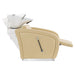 DIR Anode Adjustable Leg Shampoo Chair Beige Side View With Demo Of White Single Sink And Extended Leg Rest On Clean White Background