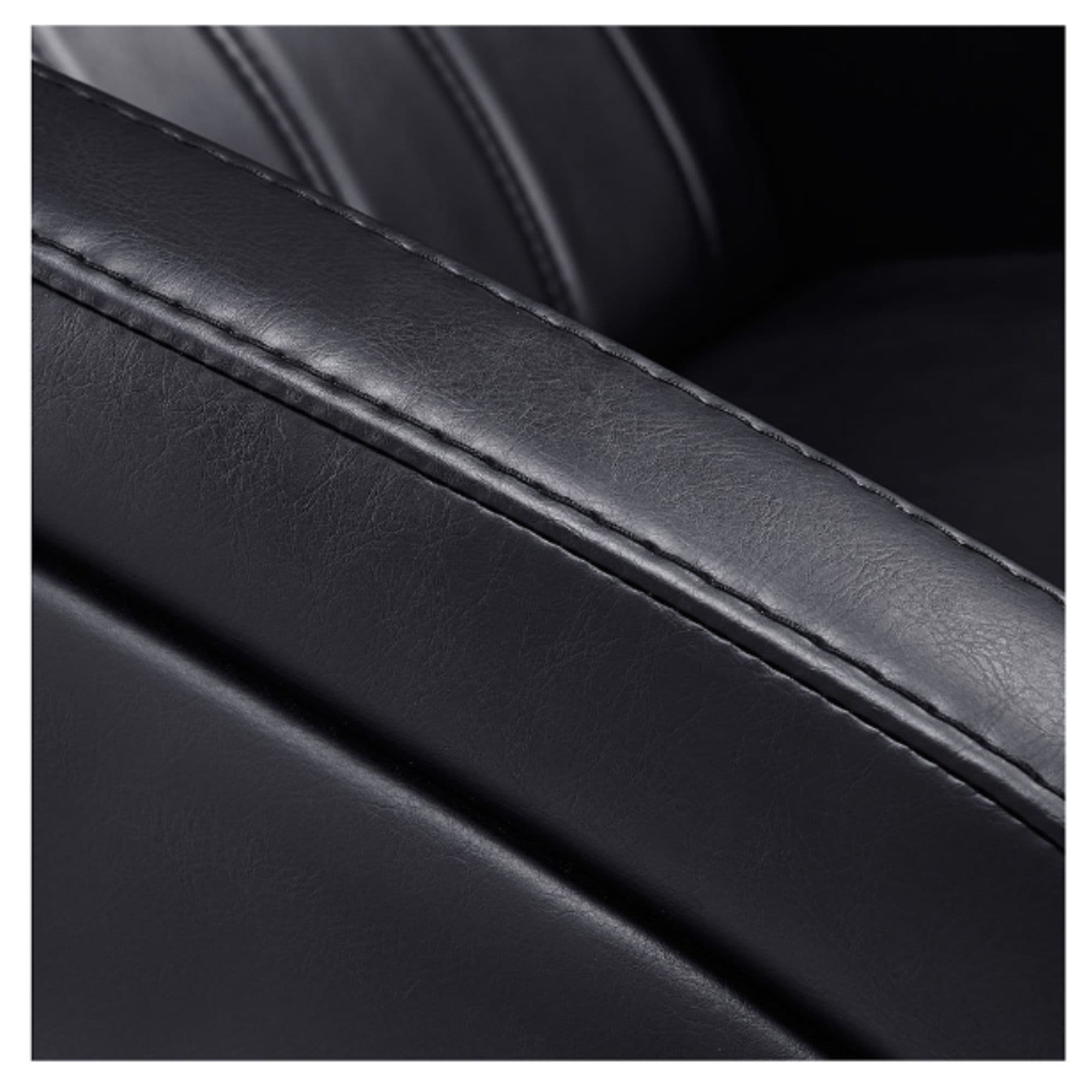 DIR Anode Adjustable Leg Shampoo Chair Close-Up View Of Black Upholstery With Stitching