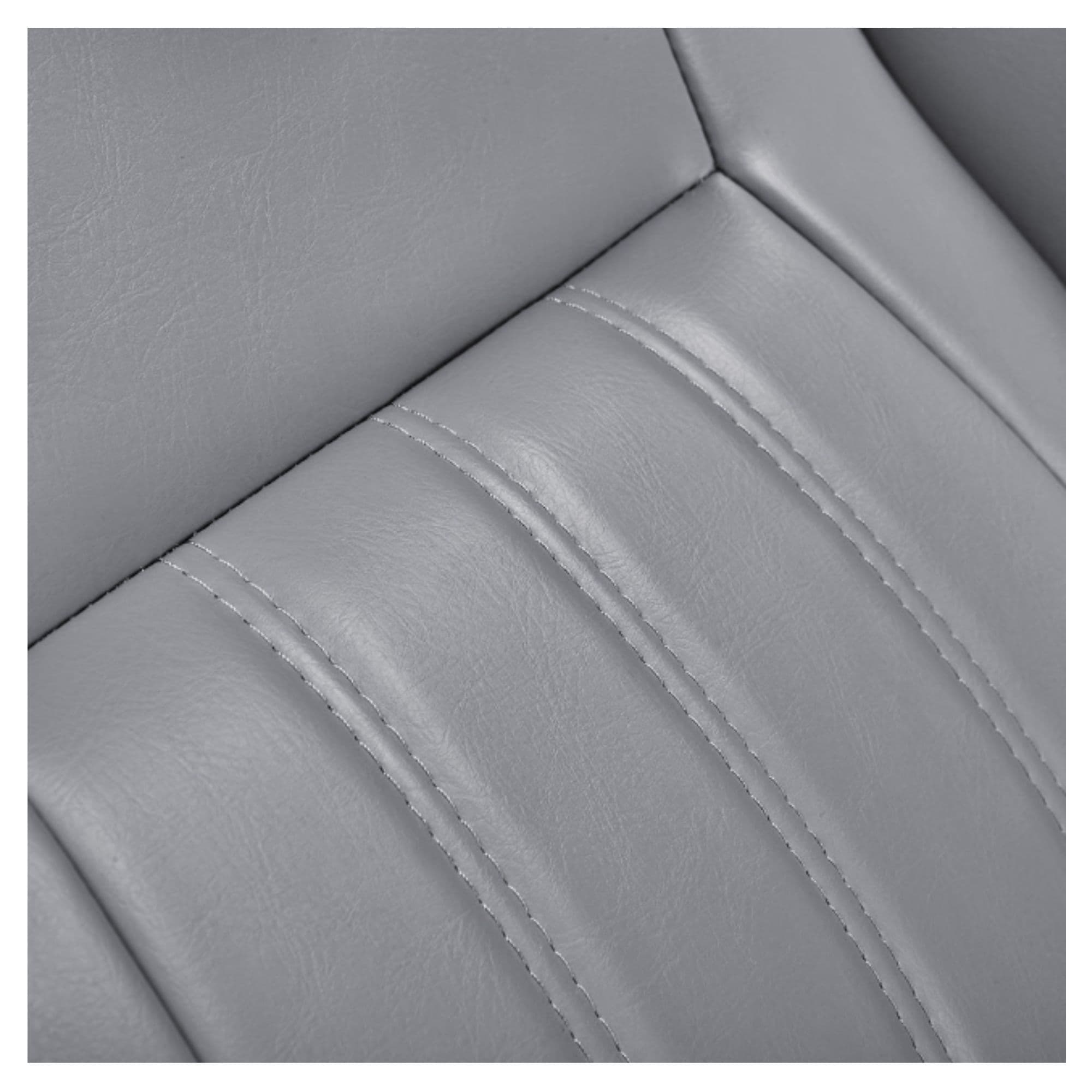 DIR Anode Adjustable Leg Shampoo Chair Close-Up View Of Gray Upholstery With Stitching
