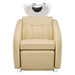 DIR Anode Salon Shampoo Chairs with Adjustable Leg Beige Front View With White Single Sink On Clean White Background