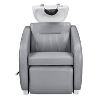 Thumbnail for DIR Anode Salon Shampoo Chairs with Adjustable Leg Gray Front View With White Single Sink On White Background