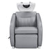 DIR Anode Salon Shampoo Chairs with Adjustable Leg Gray Front View With White Single Sink On White Background