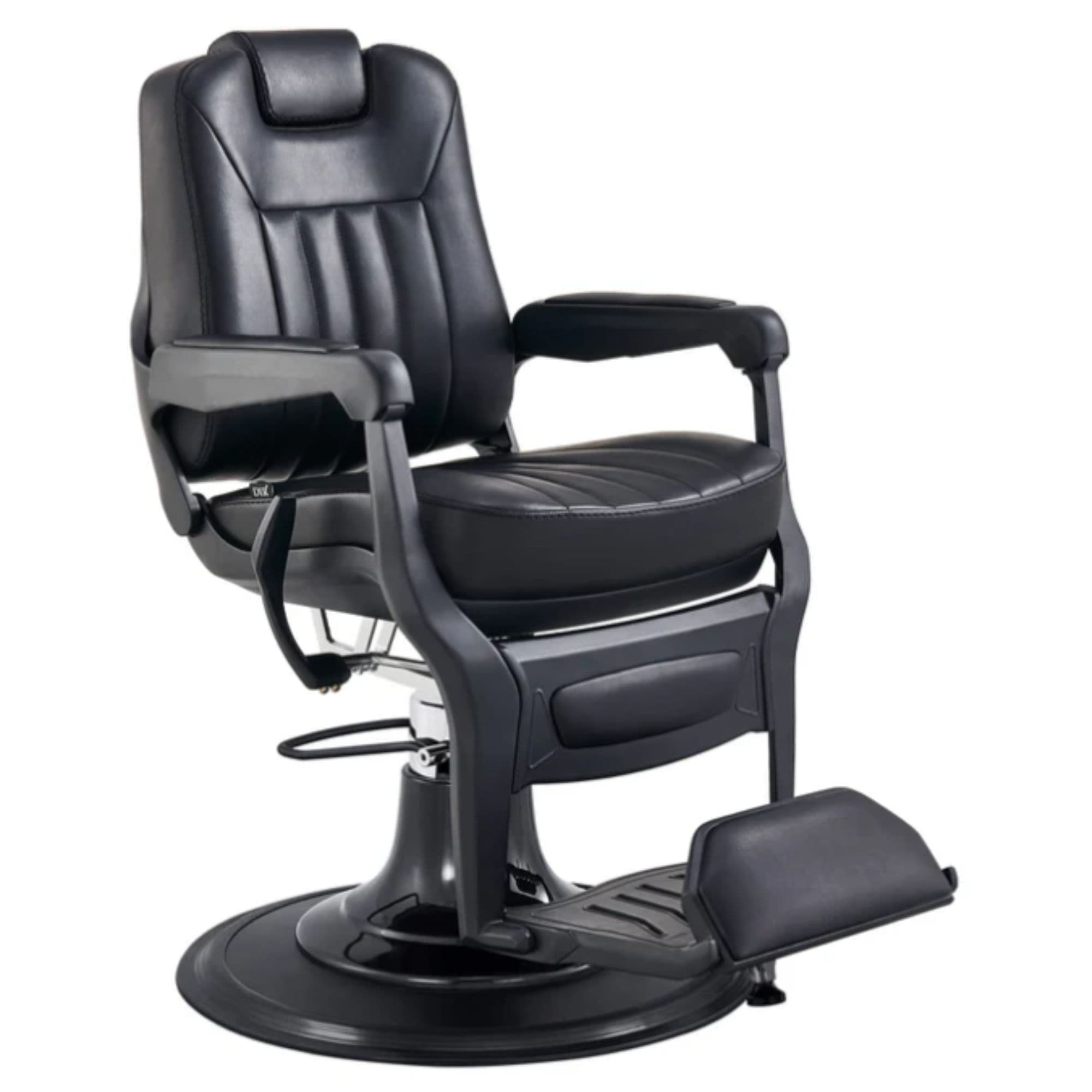 DIR Artura Modern Barber Chair Black Variant Front Angled View On White Background