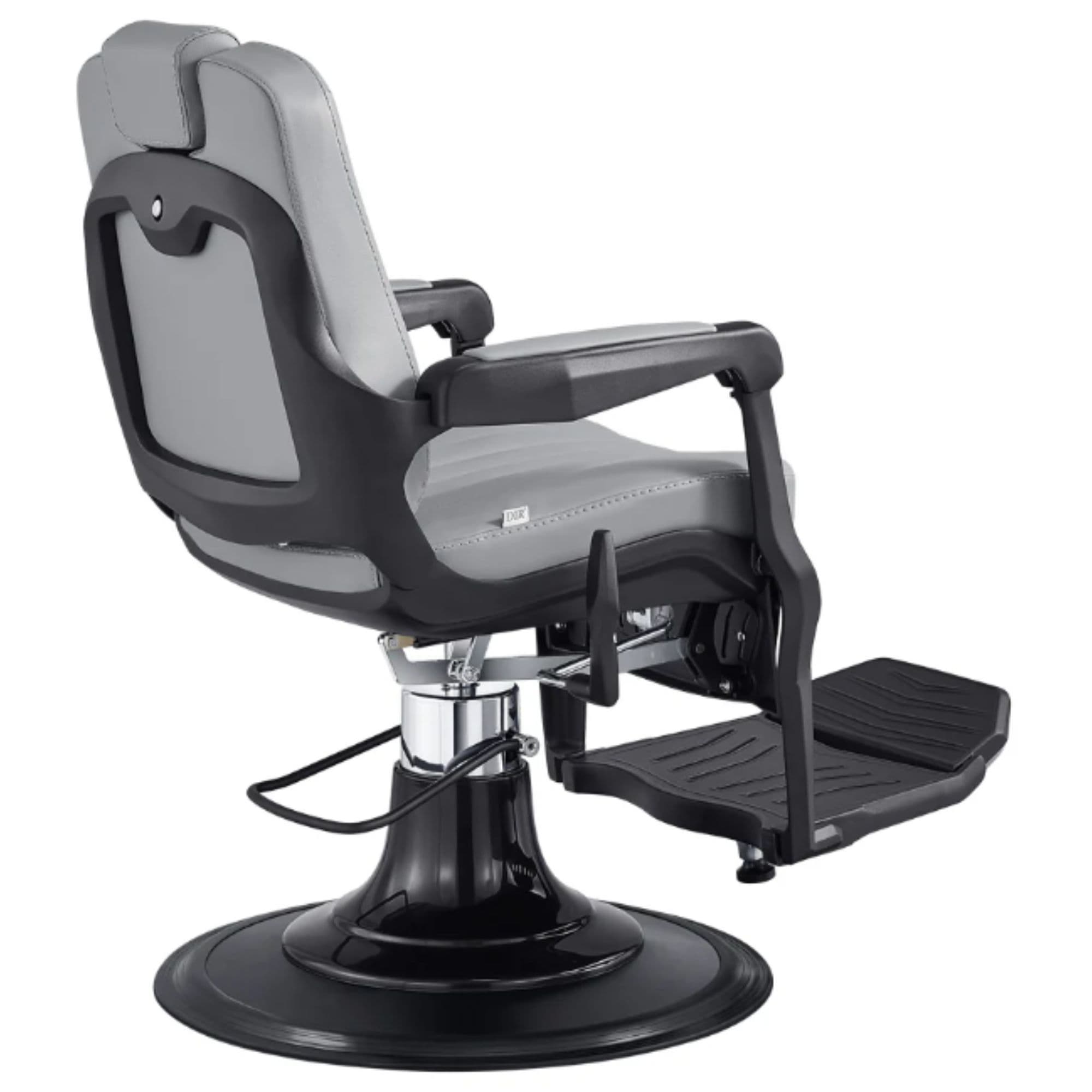 DIR Artura Modern Barber Chair Gray Variant Rear Angled View On White Background
