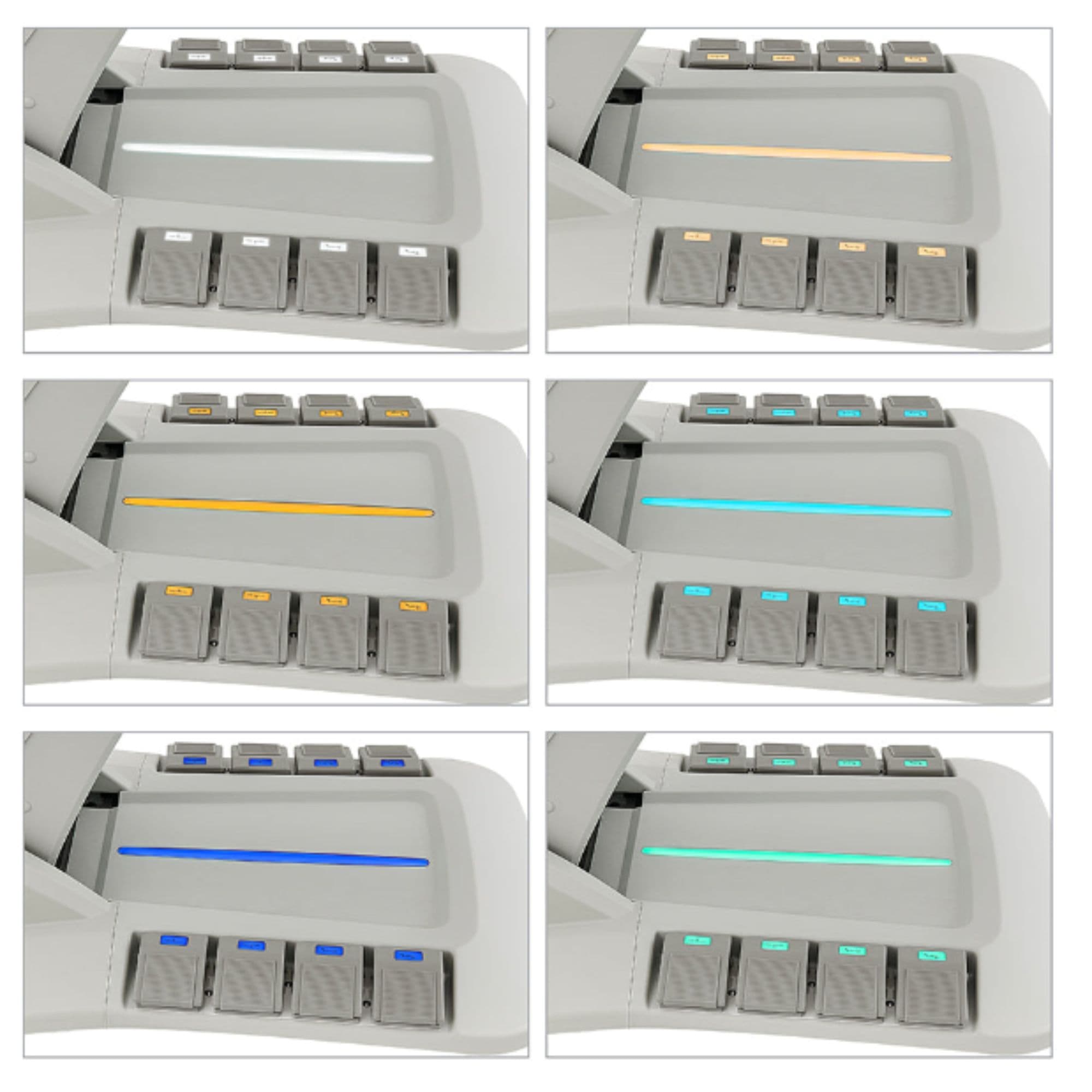 DIR Aurora 4-Motor Swivel Procedure Chair Close-Up View Of Foot Controls With Lighting Options For White Variants