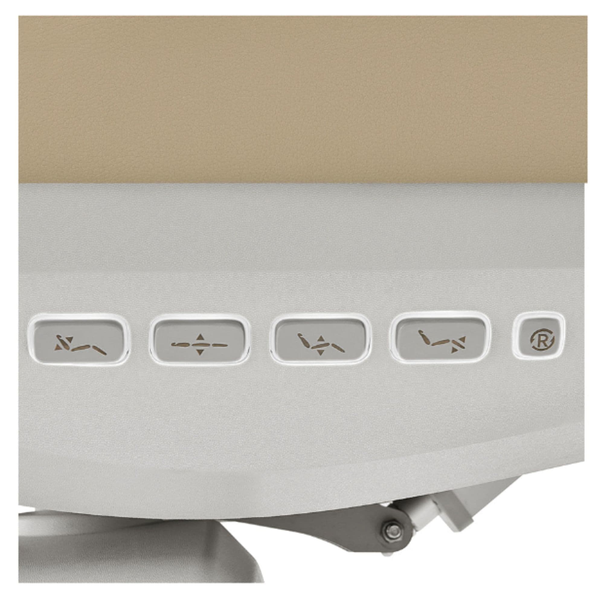 DIR Aurora 4-Motor Swivel Procedure Chair Close-Up View Of Recline Controls For Beige Variant