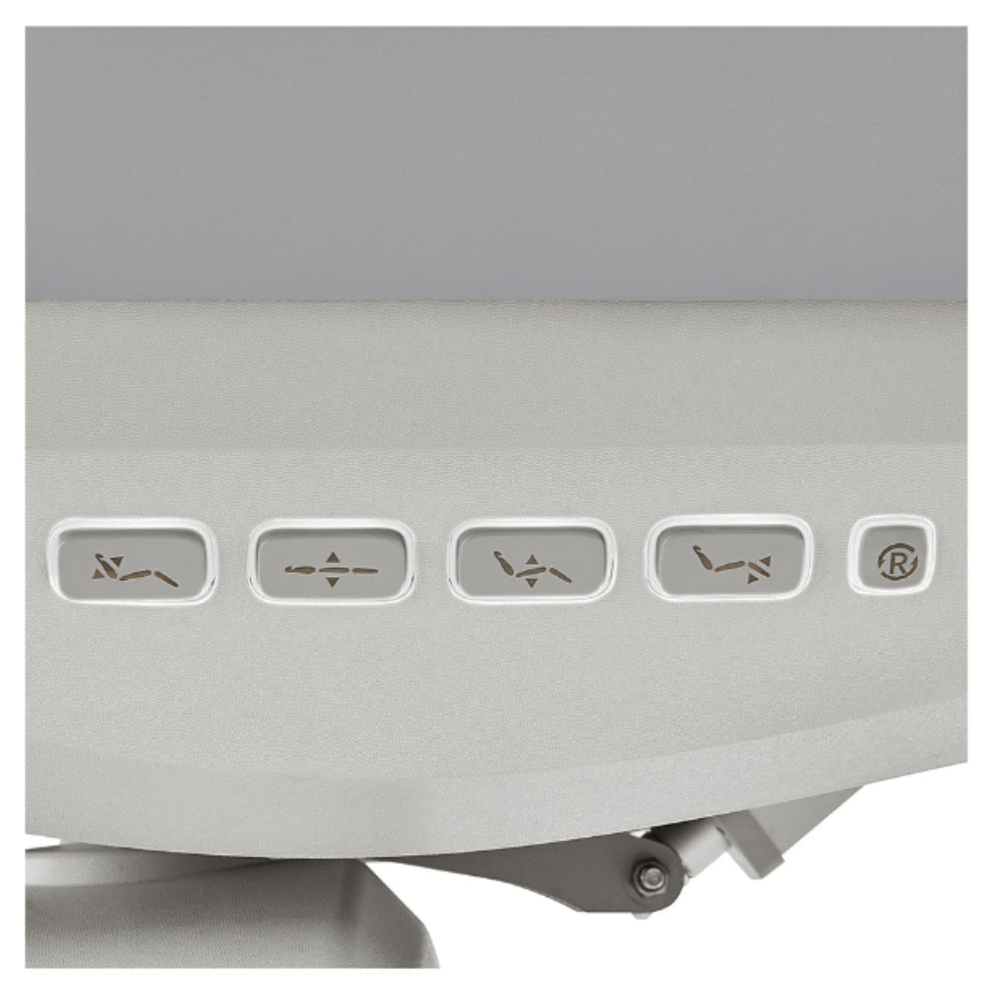 DIR Aurora 4-Motor Swivel Procedure Chair Close-Up View Of Recline Controls For Gray Variant