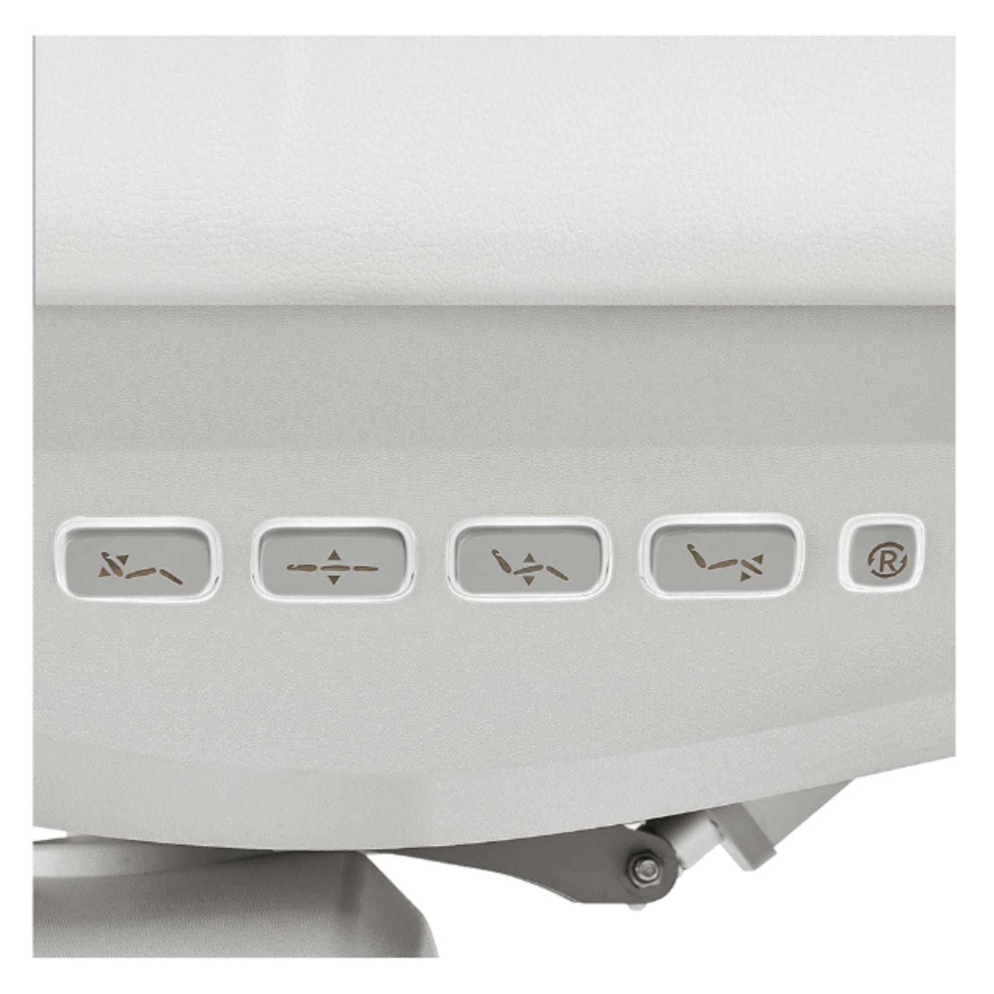 DIR Aurora 4-Motor Swivel Procedure Chair Close-Up View Of Recline Controls For White Variant