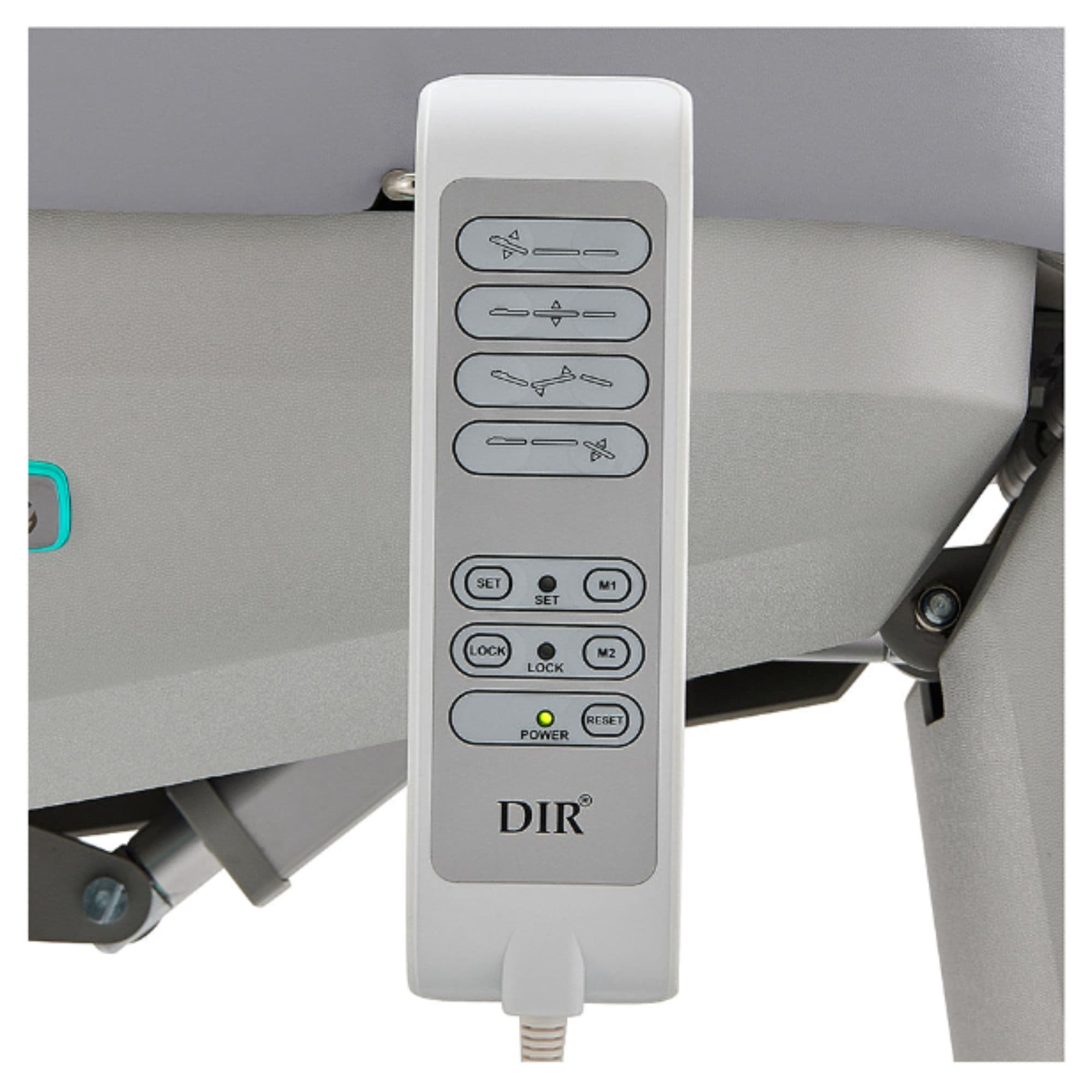 DIR Aurora 4-Motor Swivel Procedure Chair Close-up View Of Remote Control For Gray Variant