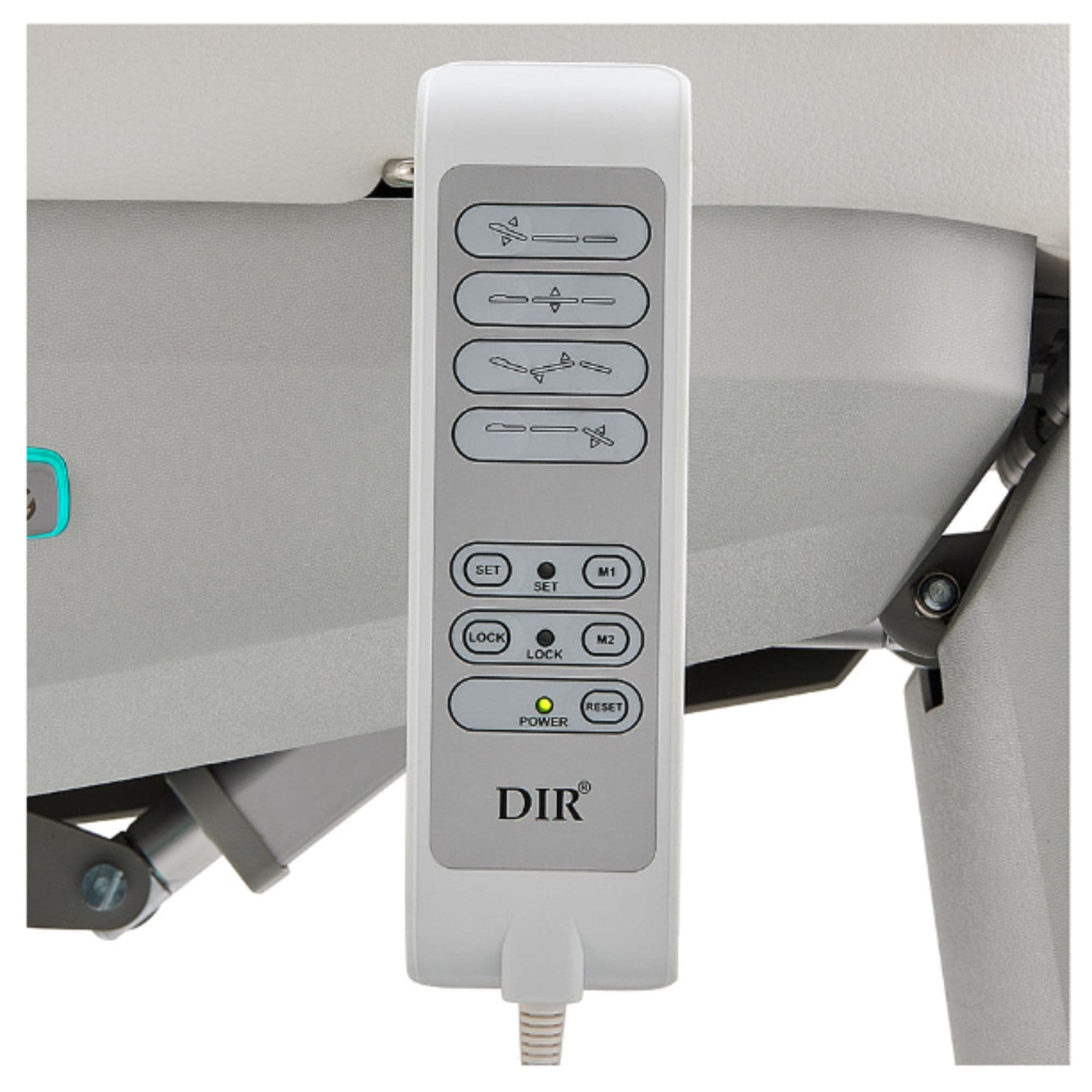 DIR Aurora 4-Motor Swivel Procedure Chair Close-up View Of Remote Control For White Variant