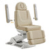 DIR Aurora 4-Motors Swivel Medical Procedure Chair Beige Angled View Demonstrating Detachable Armrest On White Background