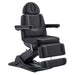 DIR Aurora 4-Motors Swivel Medical Procedure Chair Black Front Angled View Demonstrating The Leg Rest Height Adjustment On White Background