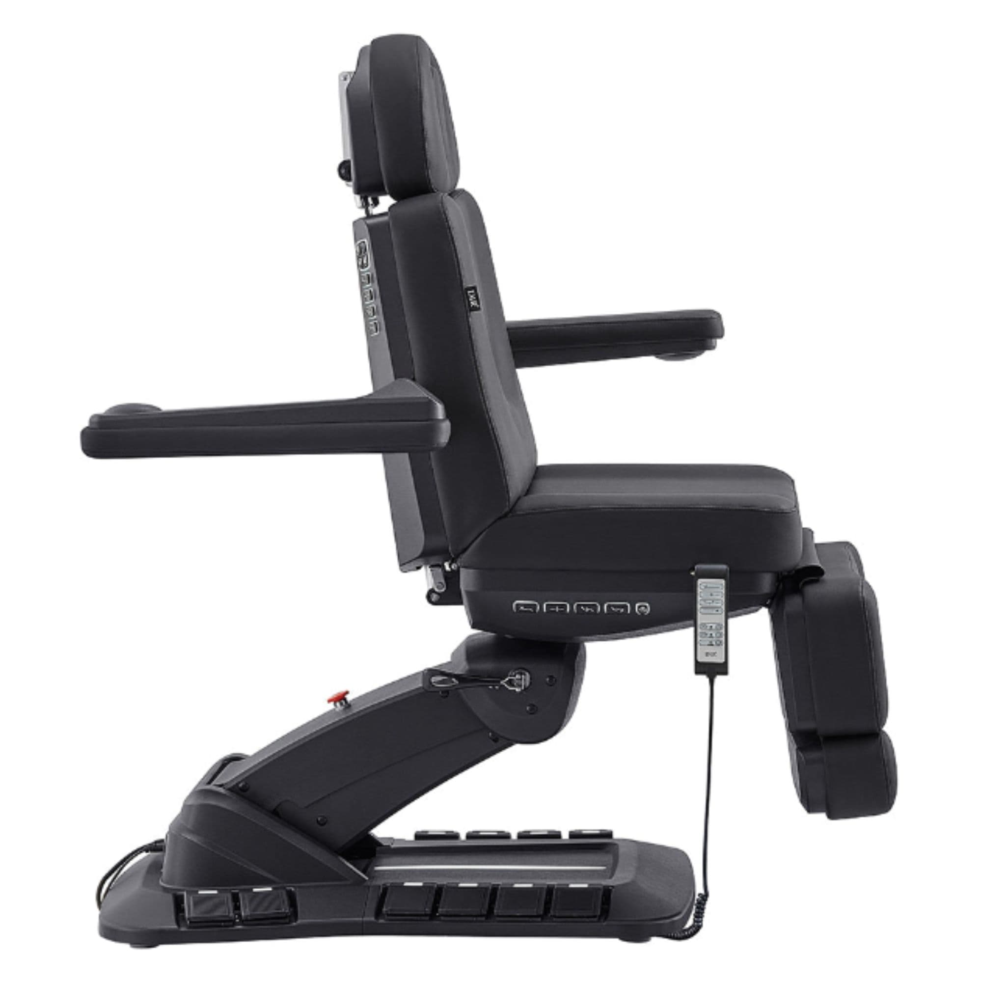 DIR Aurora 4-Motors Swivel Medical Procedure Chair Black Side View Demonstrating Adjustable Armrest On White Background