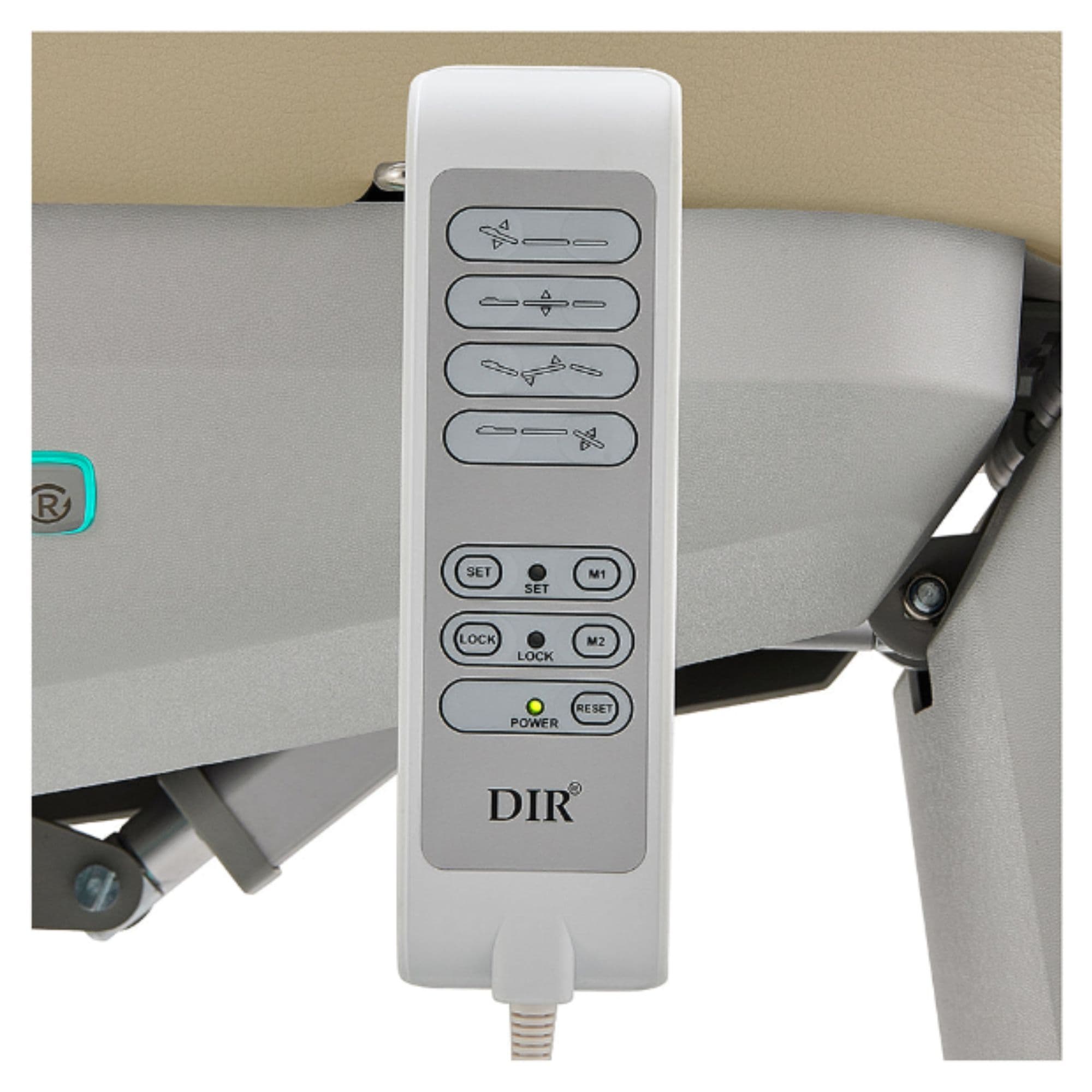 DIR Aurora 4-Motors Swivel Medical Procedure Chair Close-up View Of Remote Control For Beige Variant