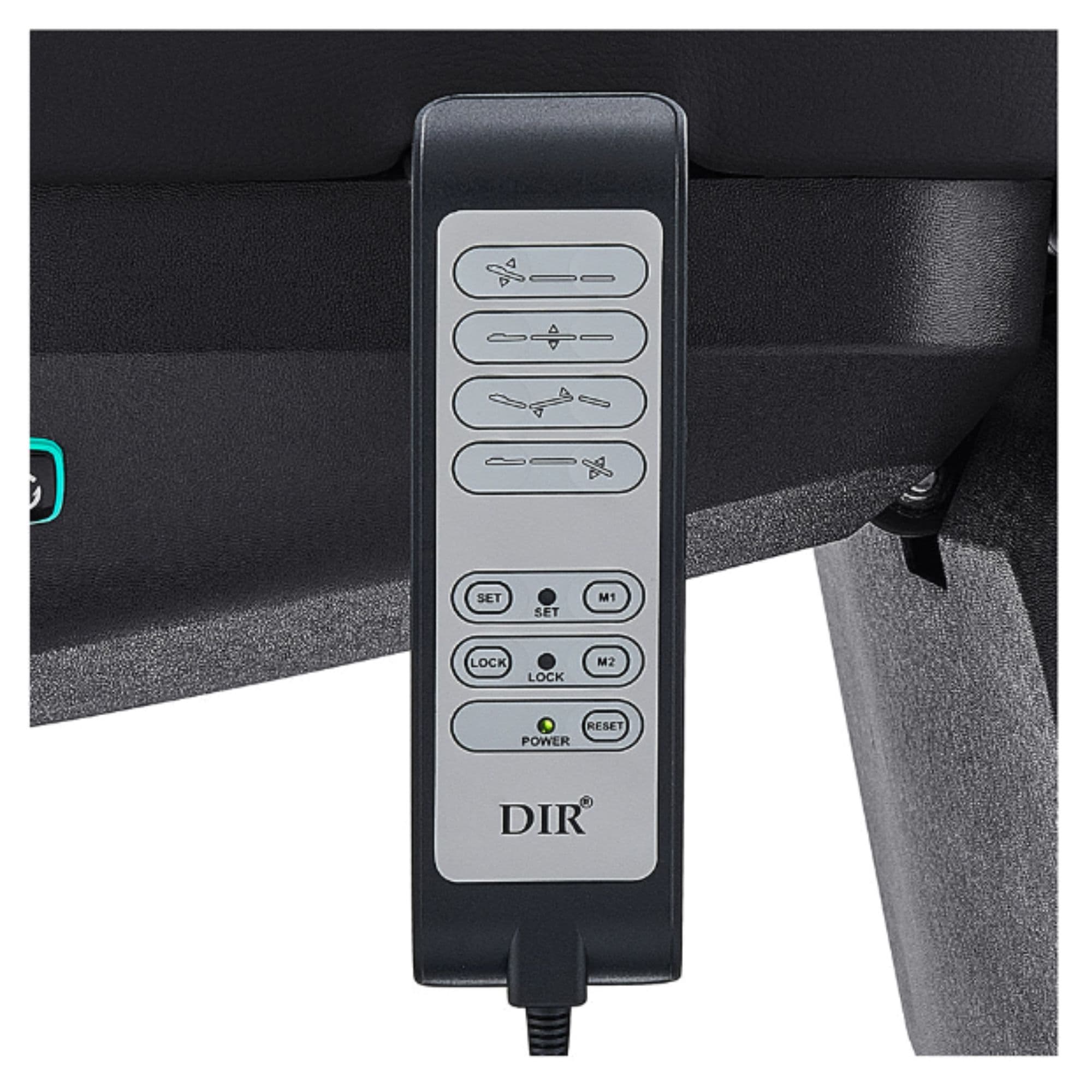 DIR Aurora 4-Motors Swivel Medical Procedure Chair Close-up View Of Remote Control For Black Variant