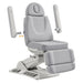 DIR Aurora 4-Motors Swivel Medical Procedure Chair Gray Angled View Demonstrating Detachable Armrest On White Background