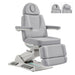 DIR Aurora 4-Motors Swivel Medical Procedure Chair Gray Front Angled With Removable Face Cushion And LED Lights On White Background