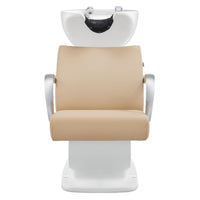 Thumbnail for DIR Beckman Adjustable Salon Shampoo Unit Beige Front View With White Single Sink On White Background