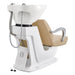 DIR Beckman Salon Shampoo Unit with Adjustable Seat Beige Rear View With White Single Sink Assembly