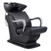 DIR Beckman Salon Shampoo Unit with Adjustable Seat Black Front Angled View With Black Single Sink On White Background