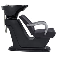 Thumbnail for DIR Beckman Salon Shampoo Unit with Adjustable Seat Black Side View With Black Single Sink On White Background