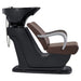 DIR Beckman Salon Shampoo Unit with Adjustable Seat Brown Side View With Black Single Sink On White Background