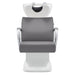 DIR Beckman Salon Shampoo Unit with Adjustable Seat Gray Front View With White Single Sink On White Background