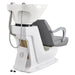 DIR Beckman Salon Shampoo Unit with Adjustable Seat Gray Rear View With White Single Sink Assembly