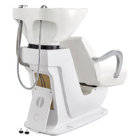 Thumbnail for DIR Beckman Salon Shampoo Unit with Adjustable Seat White Rear View With White Single Sink Assembly