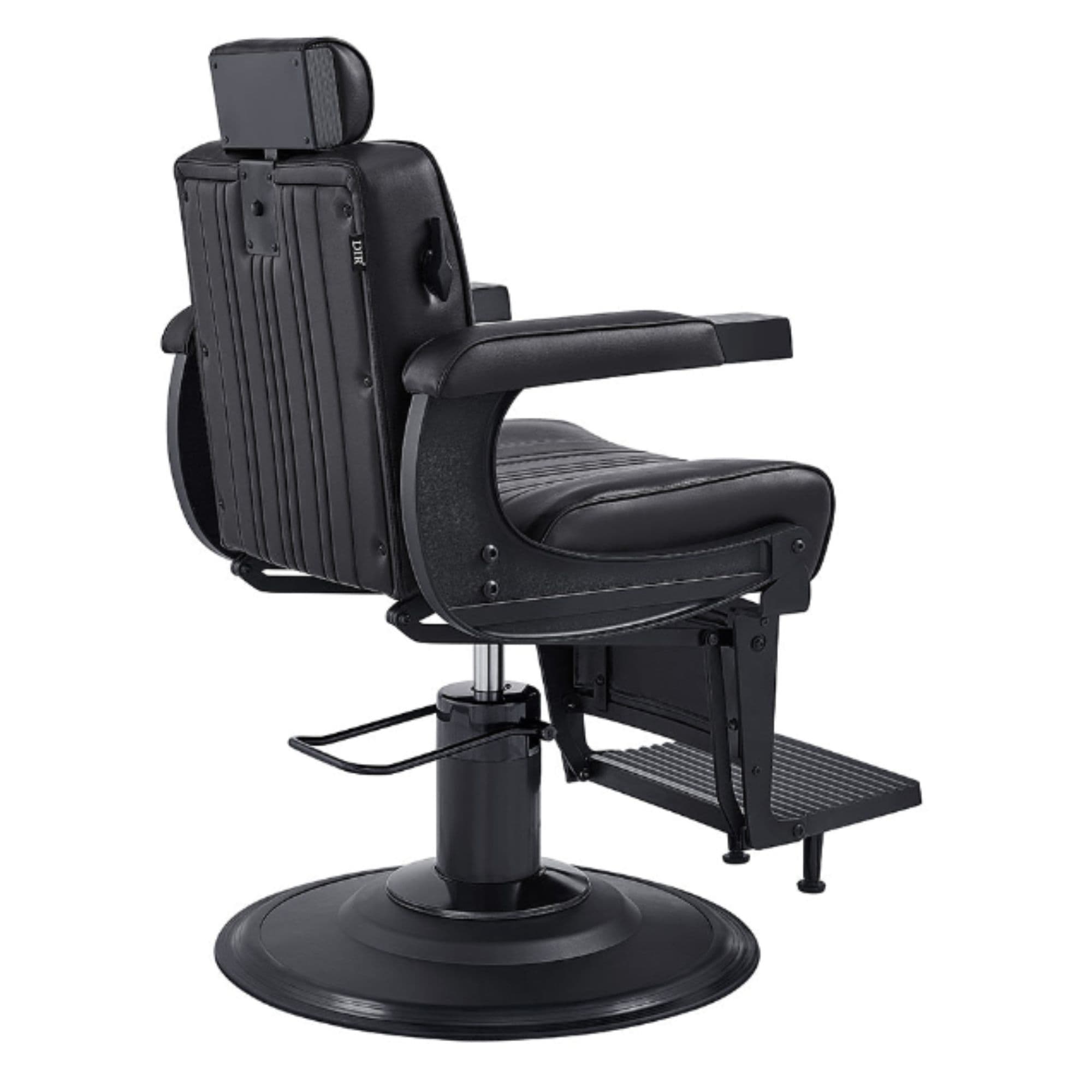 DIR Belgrano Classic Barber Chair Black Variant Rear Angled View On White Background