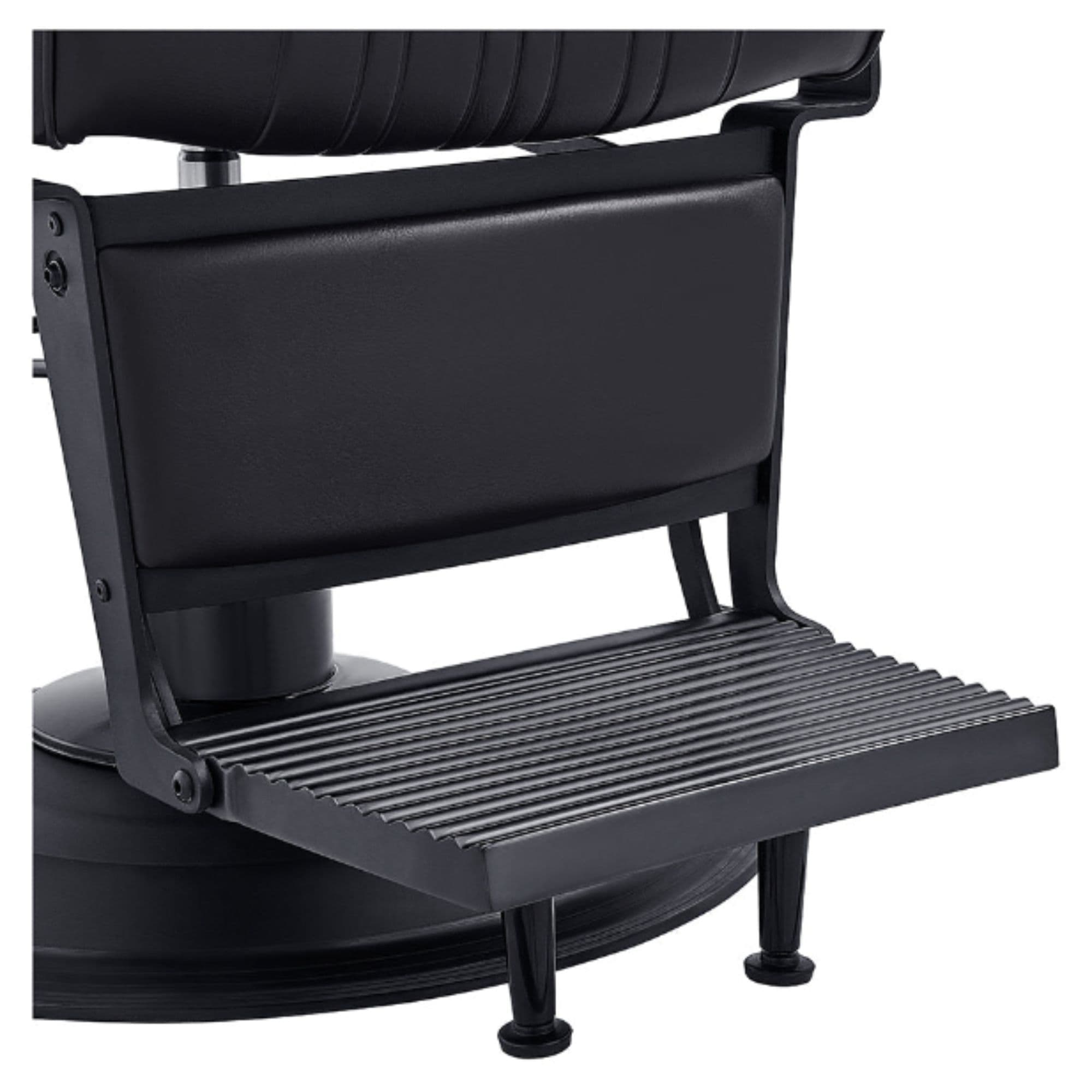 DIR Belgrano Classic Barber Chair Black Variant With Close-Up View Of Footrest Platform On White Background