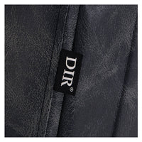Thumbnail for DIR Belgrano Classic Barber Chair Close-Up View Of Vintage Black Upholstery With Horizontal Stitching And Brand Name