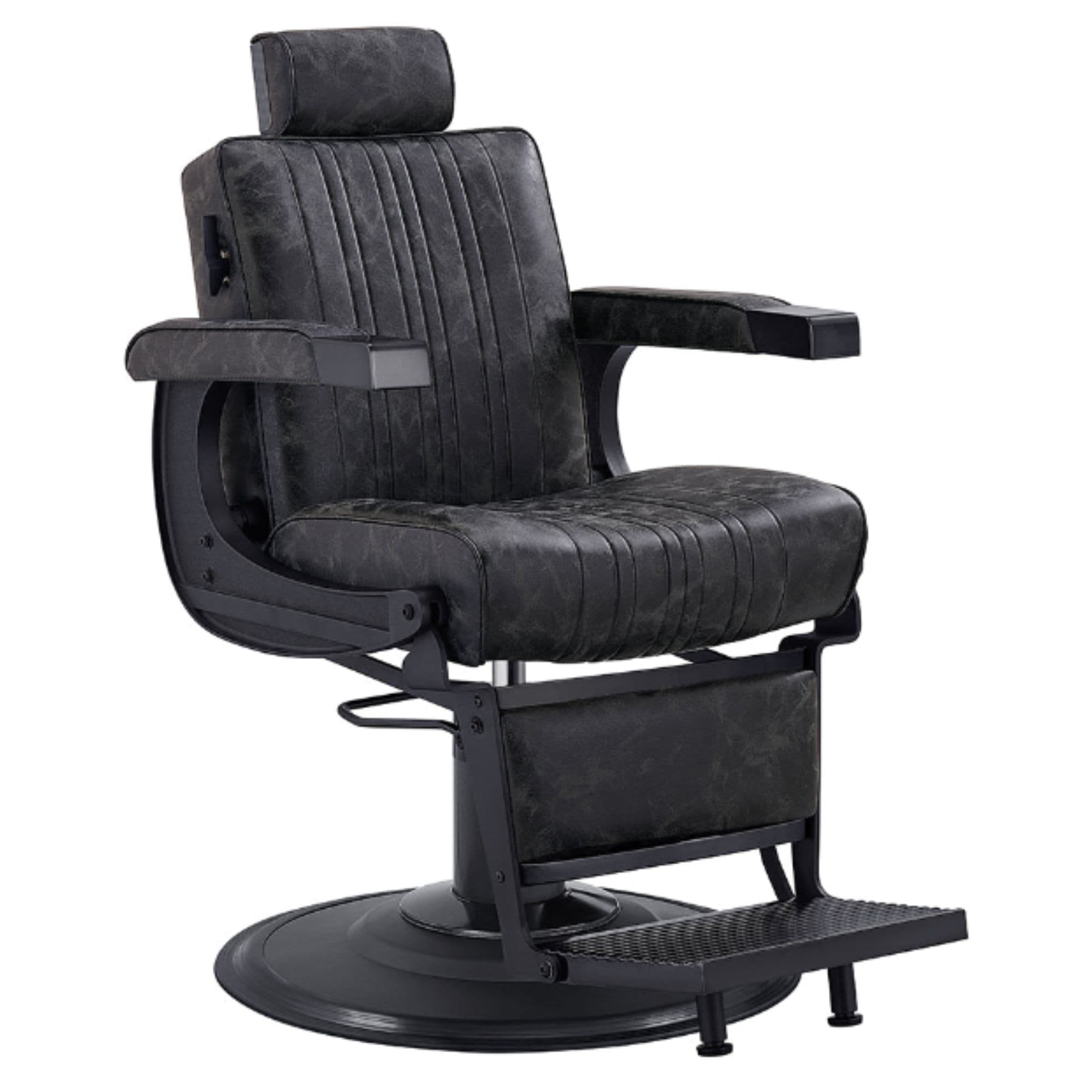 DIR Belgrano Classic Barber Chair Vintage Black Variant Front Angled View On White Background