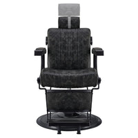 Thumbnail for DIR Belgrano Classic Barber Chair Vintage Black Variant Front View Demonstrating Pull Out Headrest Range On White Background