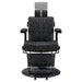 DIR Belgrano Classic Barber Chair Vintage Black Variant Front View Demonstrating Pull Out Headrest Range On White Background